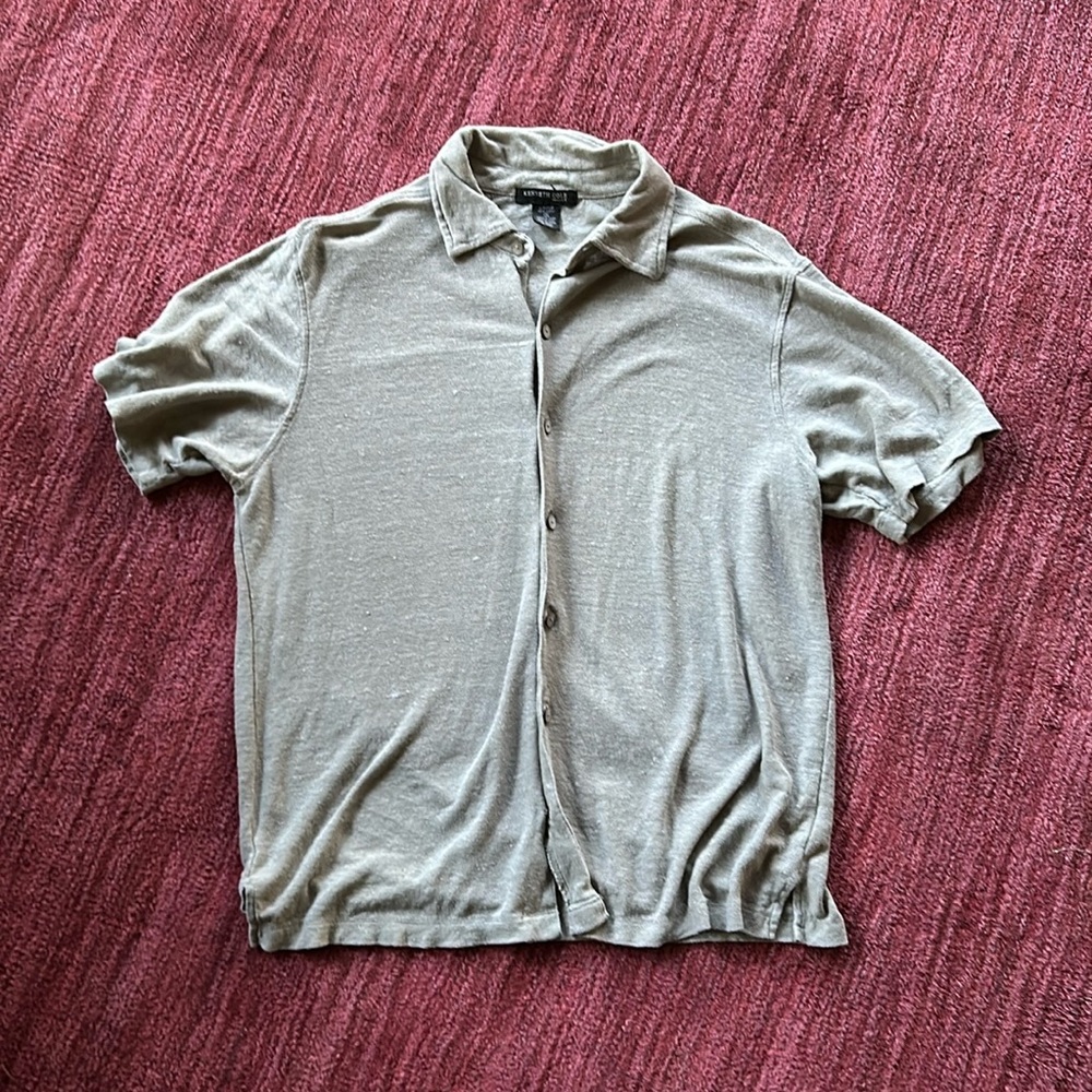 Short sleeve button down linen shirt
